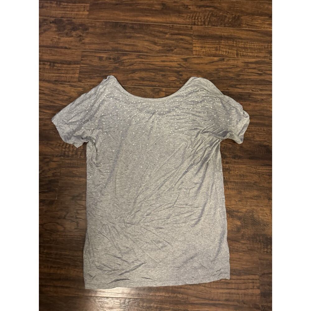 White House Black Market Sz S Gorgeous Silver sparkle Short Sleeve Top